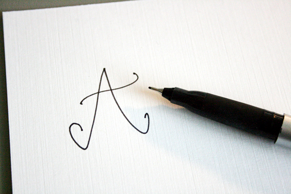 fake calligraphy letter A