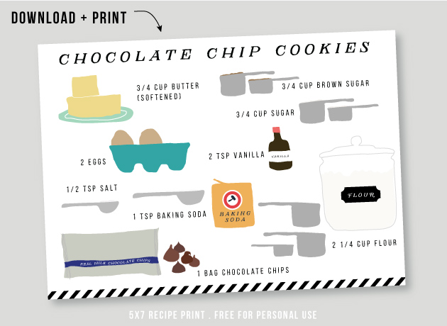  download + print this free chocolate chip cookie ingredient illustration / jones design company